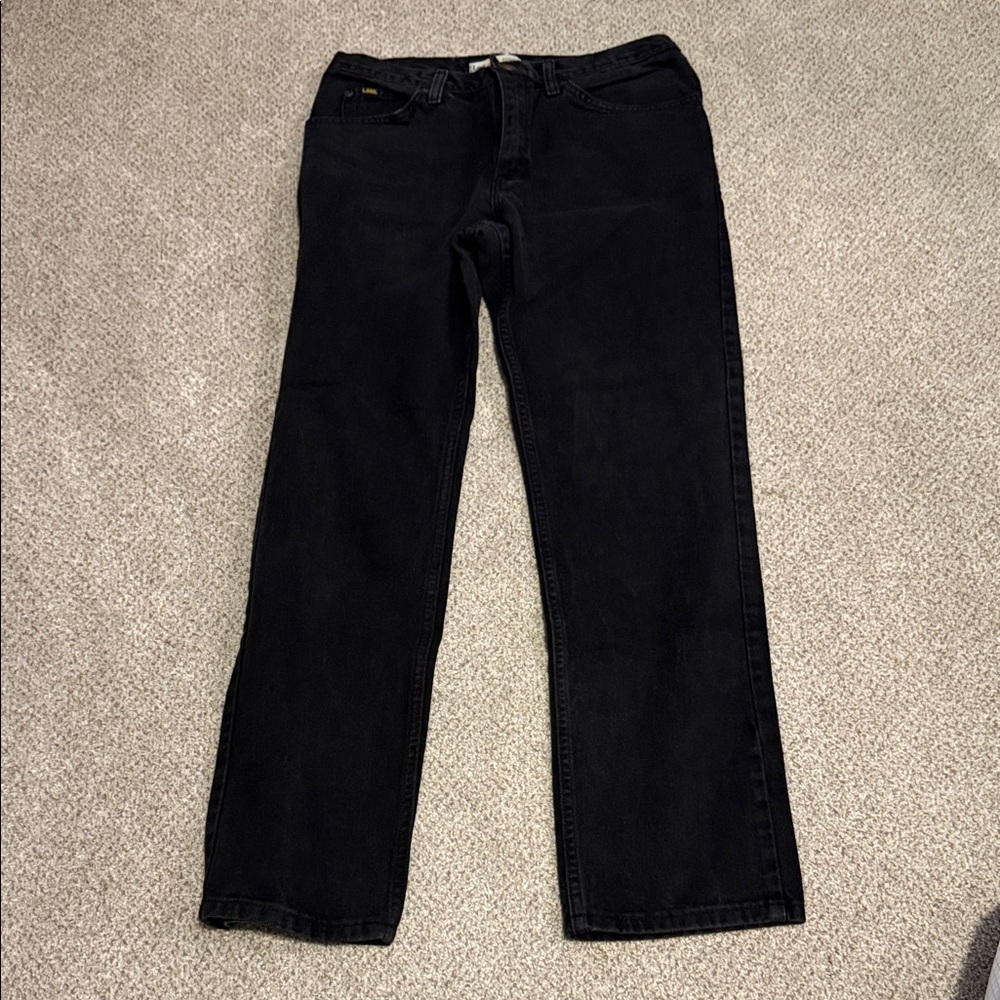 Lee Men's Dark Black Straight Jeans